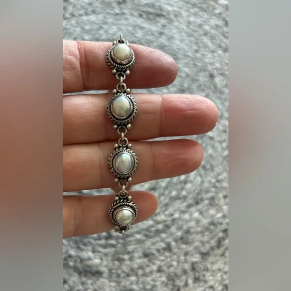 Freshwater Pearl Sterling Silver Link Bracelet - Picture 5 of 8